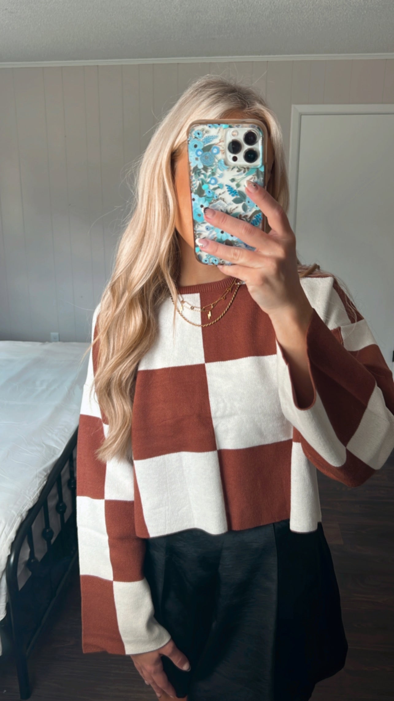 Cinnamon Checkered Sweater